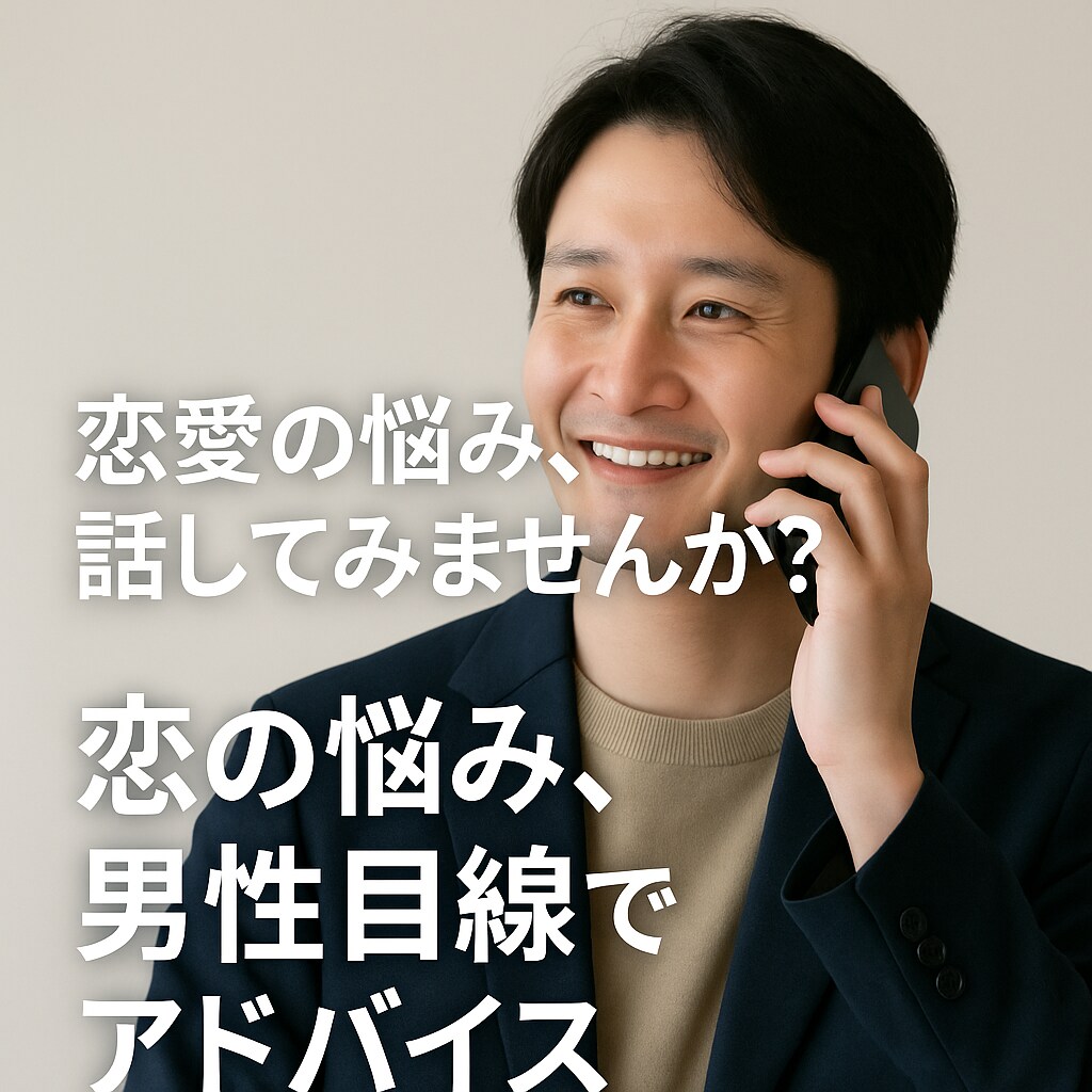 恋愛の悩み、男性目線でアドバイスます つらい恋、ひとりで抱えずに  あなたの恋、応援させてください イメージ1