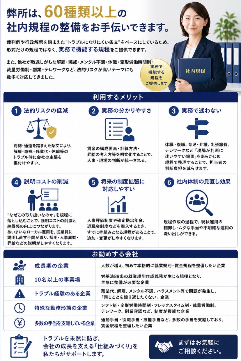 トラブルを防ぐ、実務で機能する社内規程作ります 実務で使える社内規程整備サポート イメージ3