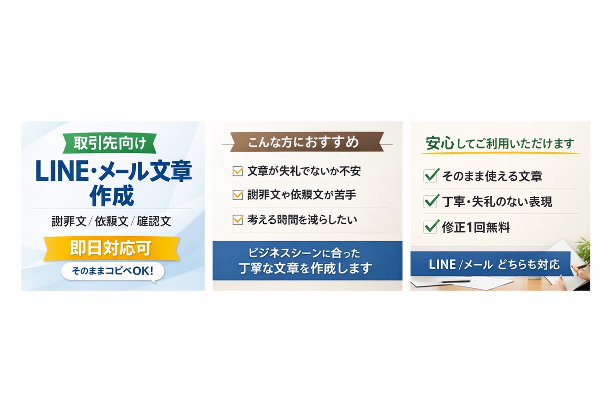 取引先向けLINE・メール文章を作成致します 謝罪文・依頼文・確認文を即日対応 イメージ1