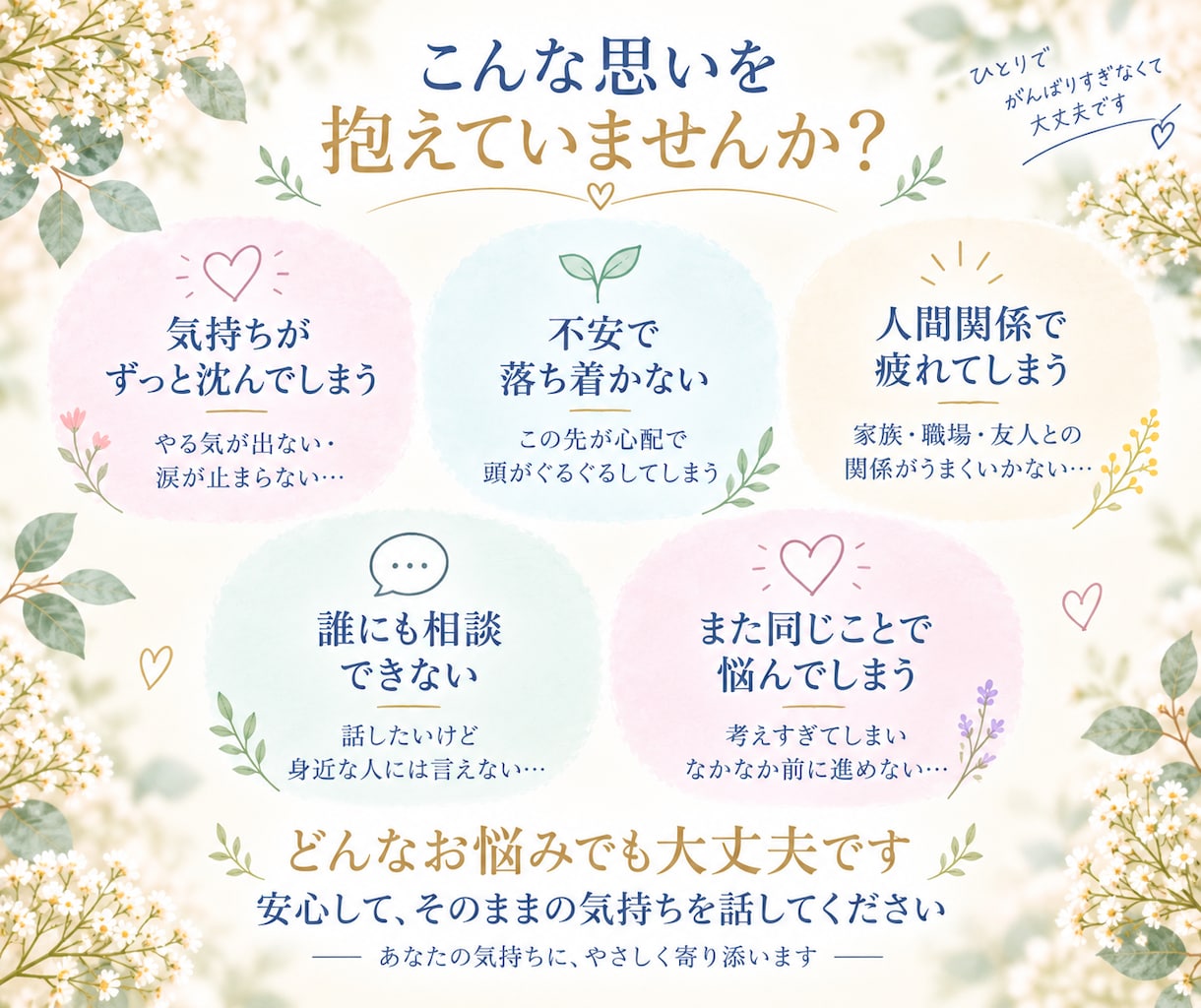 誰にも言えないモヤモヤを優しくお聴きします 愚痴・不安・人間関係｜5分だけでも大丈夫です。 イメージ2