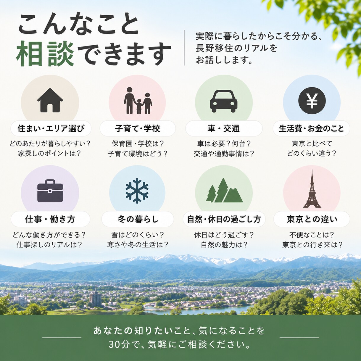 東京→長野へ家族移住したリアルを話します 長野移住が自分に合うか一緒に考えます！お気軽に。 イメージ2