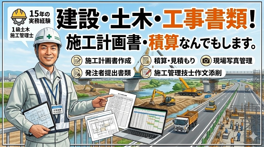 工事書類・積算・図面・写真等、なんでも作成します 土木工事のことは何でも気軽にご相談を！ イメージ1