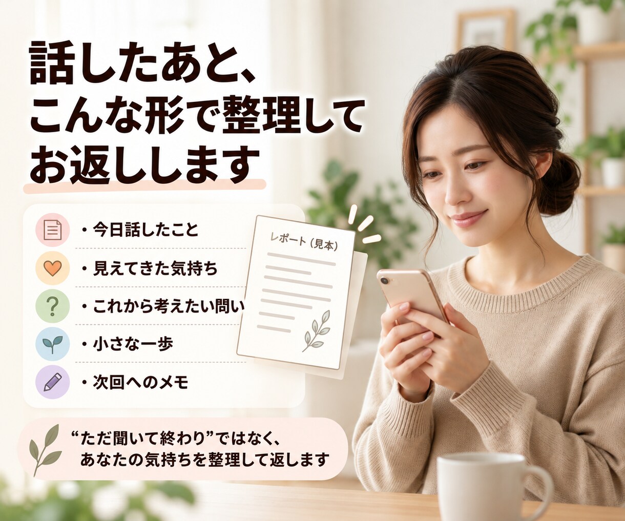 24時間愚痴やモヤモヤを聞いて、最後に整理します ただ聞くだけで終わらない。振り返りレポート付き イメージ5