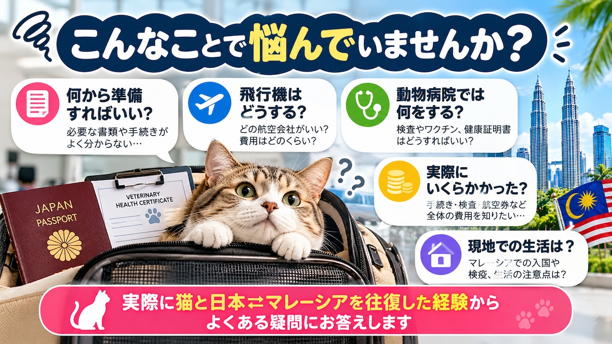 ペットとのマレーシア移住・帰国の疑問に答えます 猫と日本⇄マレーシアを往復した実体験からお答えします イメージ2
