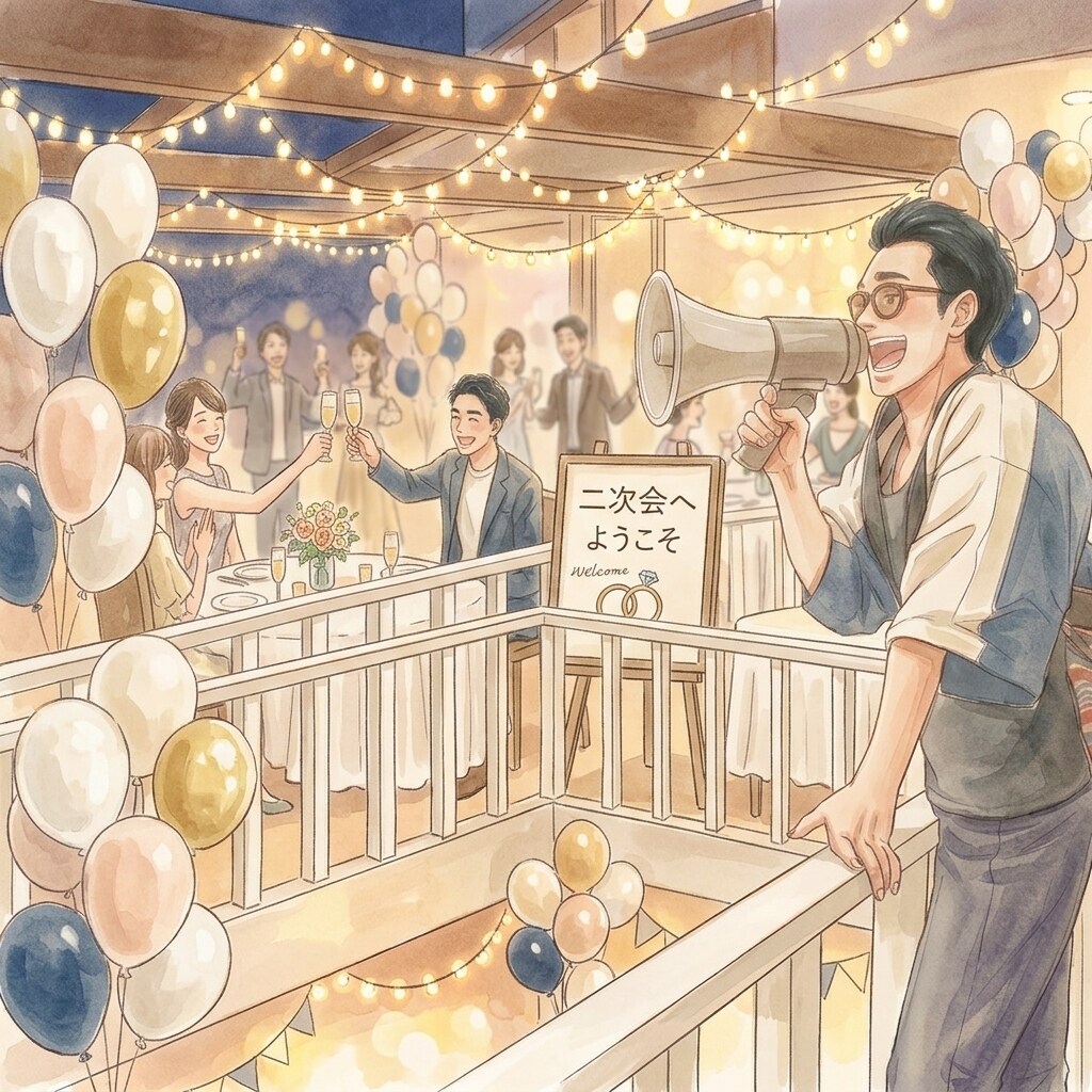 結婚式二次会の司会台本を現役MCが作りますます 会場から指名される現役MCが作る、笑いと拍手が起きる進行表 イメージ1