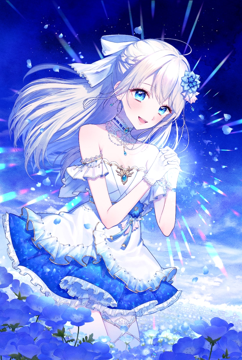 作品の顔となる1枚絵を青くキラキラな絵柄で描きます 1枚絵イラスト制作｜サムネ・小説表紙・ゲーム・MVなど イメージ5