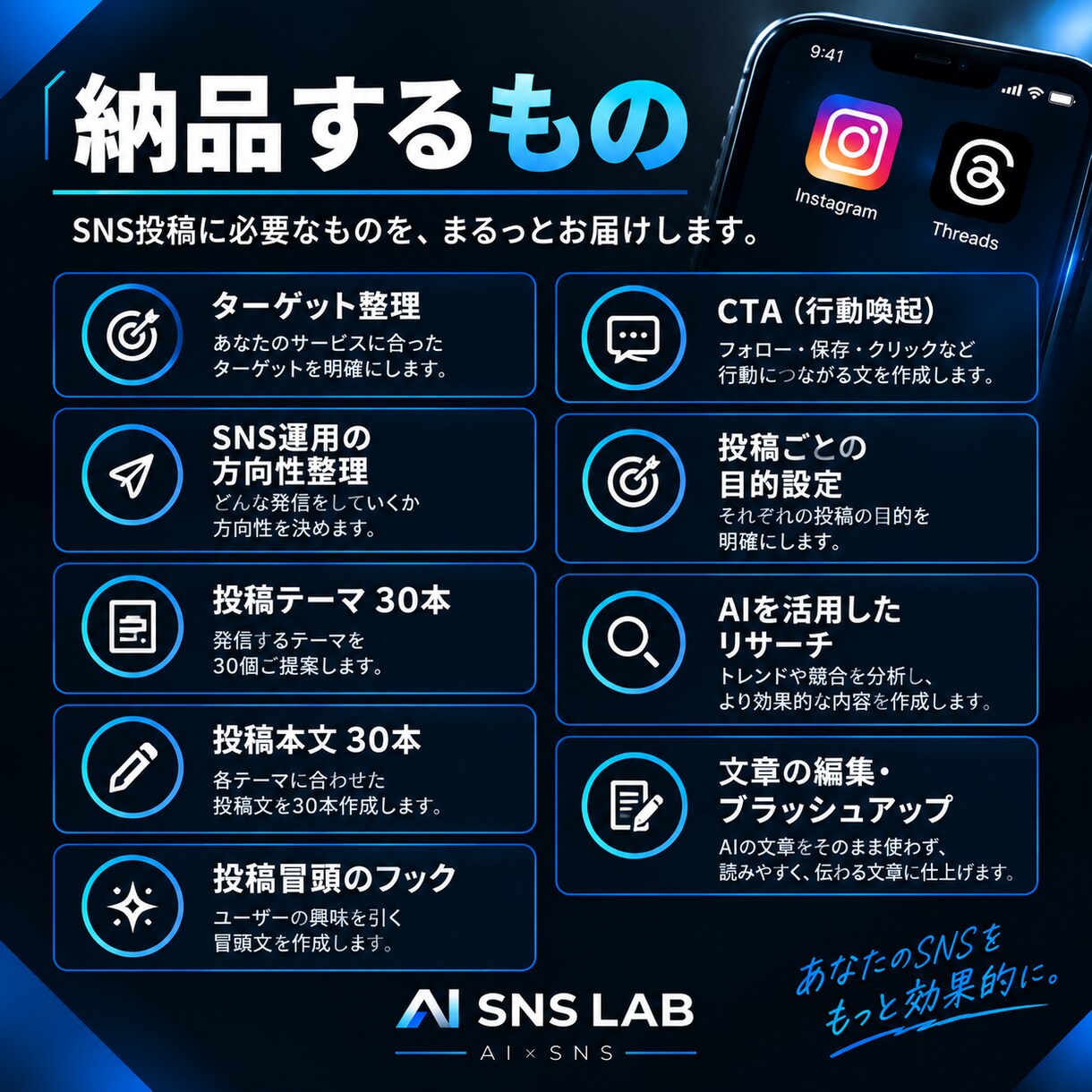 Instagramの投稿を30本作成しますます SNSの投稿ネタ・文章作成をまとめてお任せください イメージ3