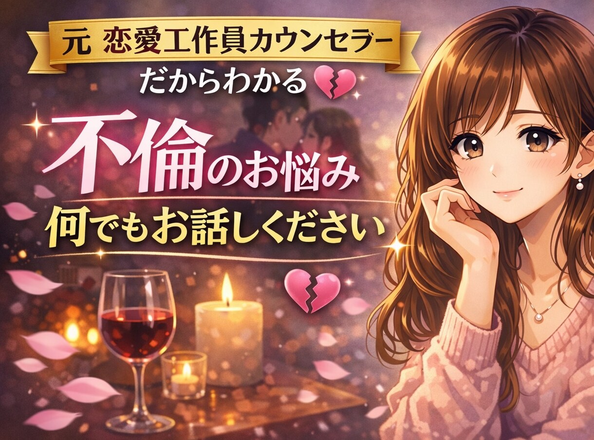 不倫のお悩み✨今の状態、今後など分析します 人に言えない、でもなんとかしたい!何でもお話しください! イメージ1
