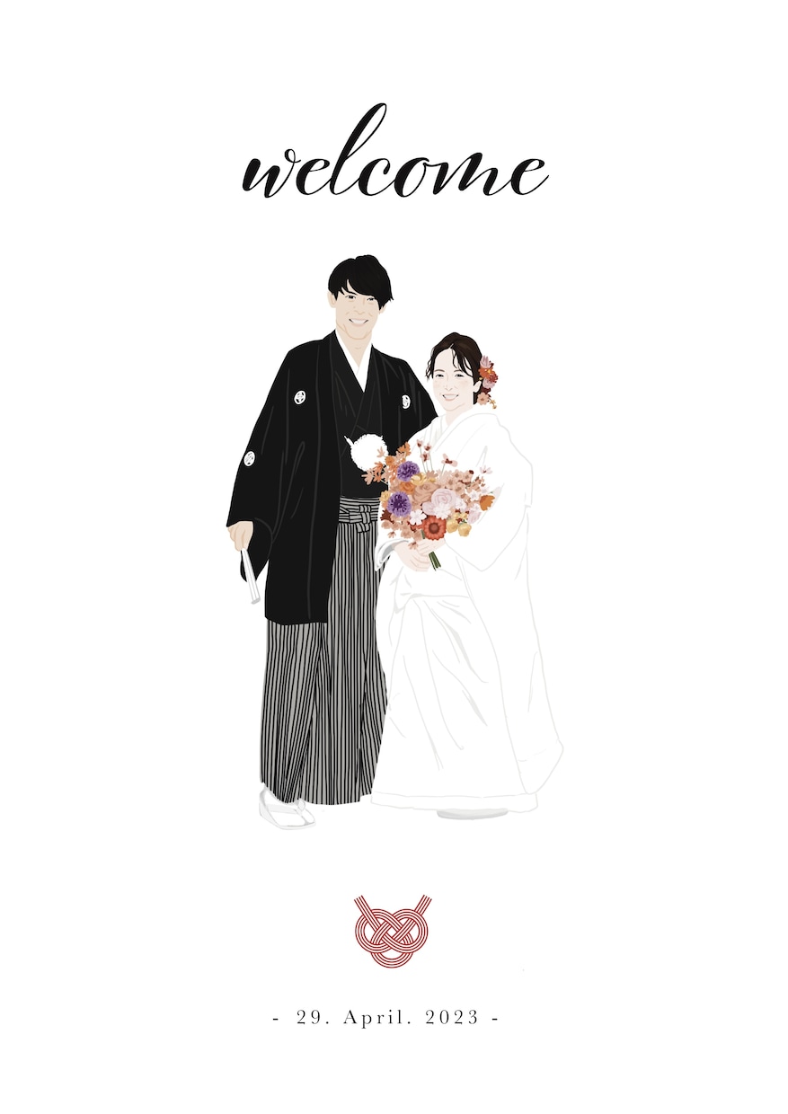 結婚式のウェルカムボード用似顔絵を制作します お部屋に飾ってもインテリアに馴染むイラスト イメージ4