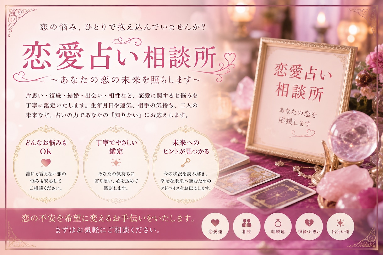 あなたの恋路を占います 恋愛を成就させるためのアドバイス！ イメージ1