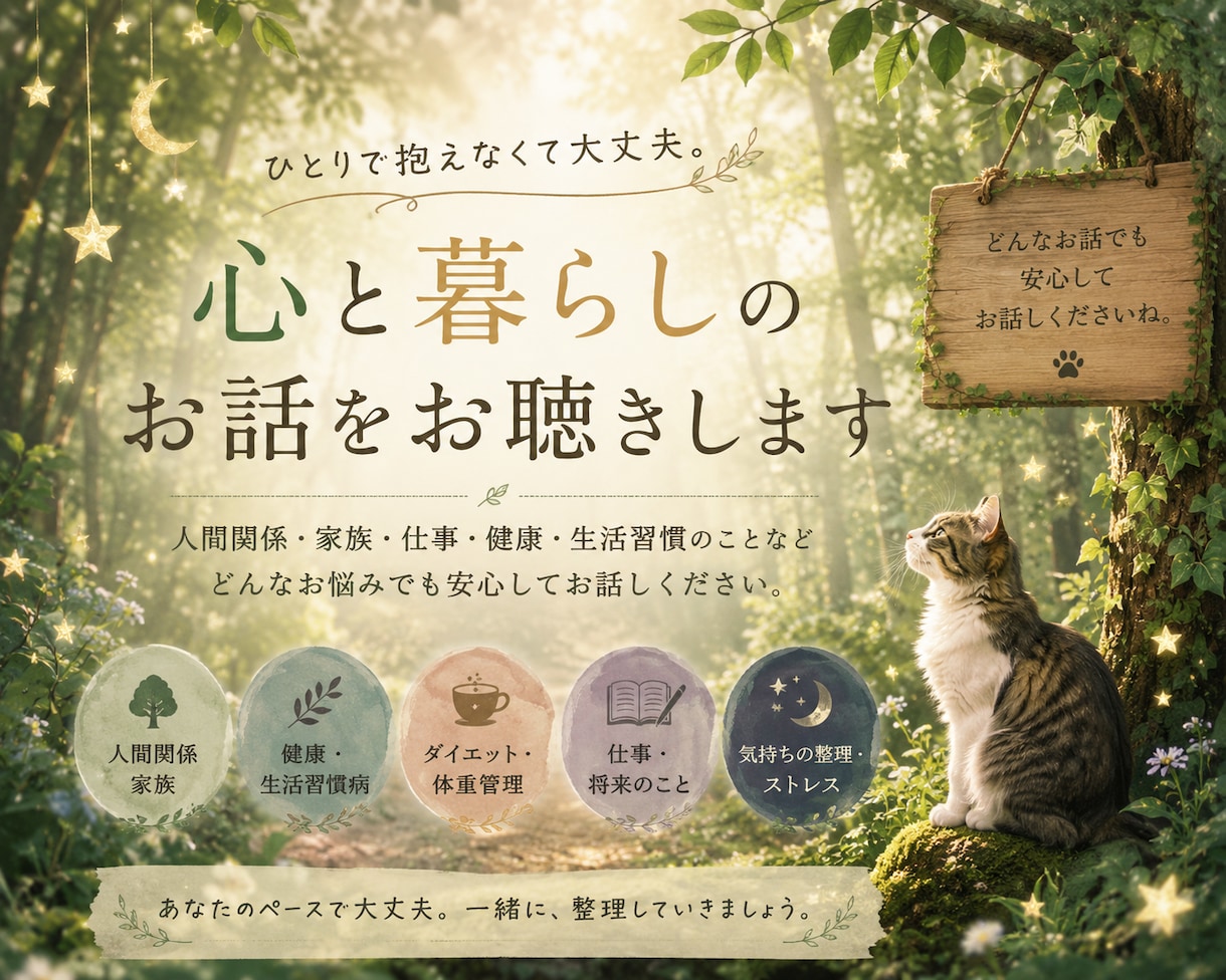 心と暮らしのお話をお聴きします 一人で抱え込む前に、少しだけお話しませんか？ イメージ1