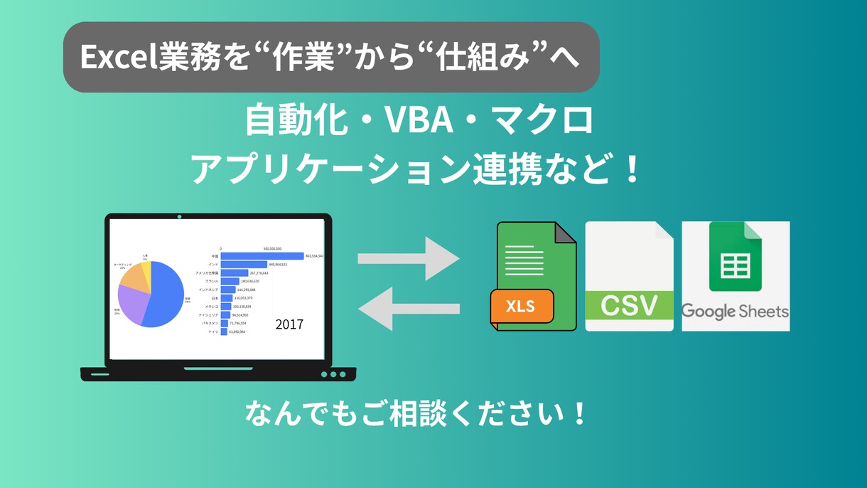 そのExcel作業、自動化します 業務理解から最適なツールを提供します イメージ1