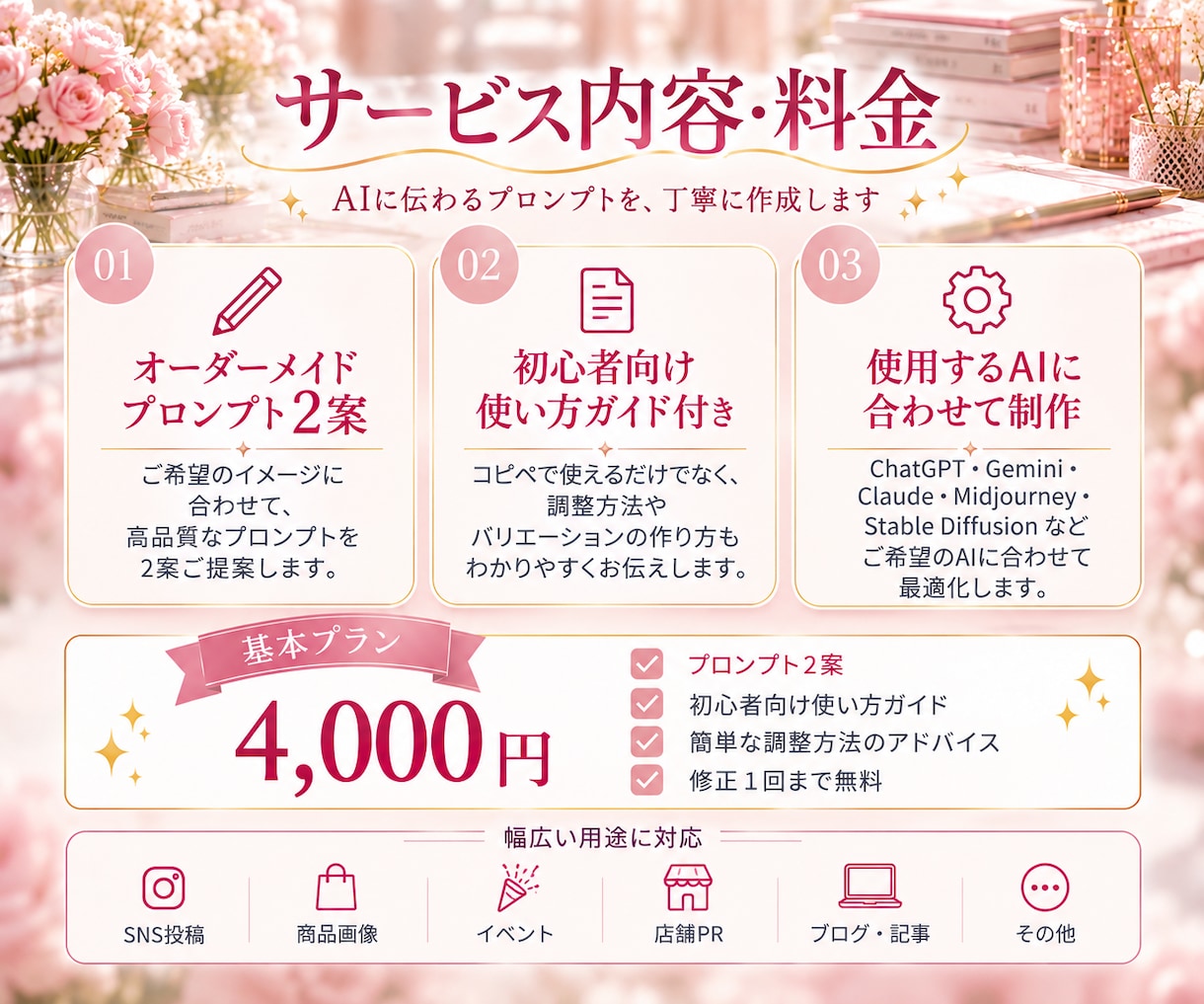 AI画像生成用のプロンプトを作成します SNS・イベント告知も対応！理想のイメージを言葉に♡ イメージ3