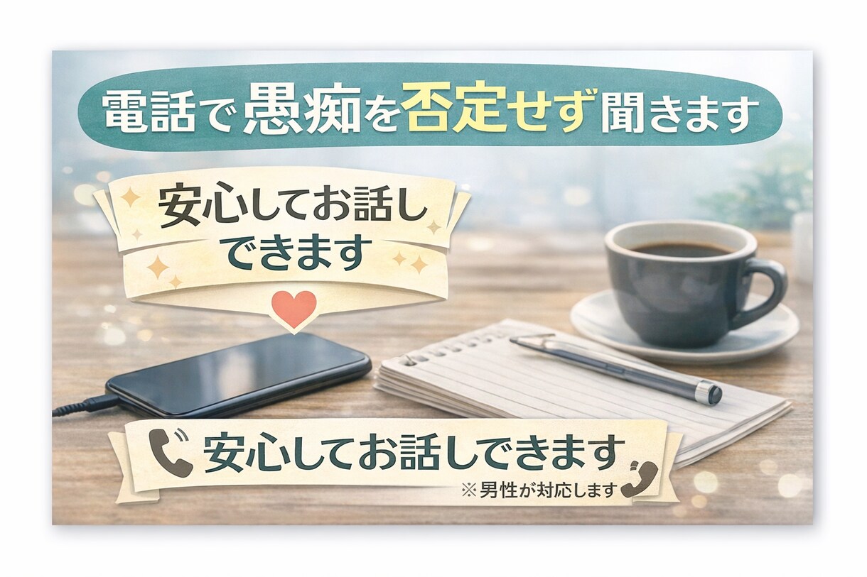 5分からでも大丈夫.通話で愚痴を否定せず聞きます 否定や説教は一切なし、安心して話せます イメージ2