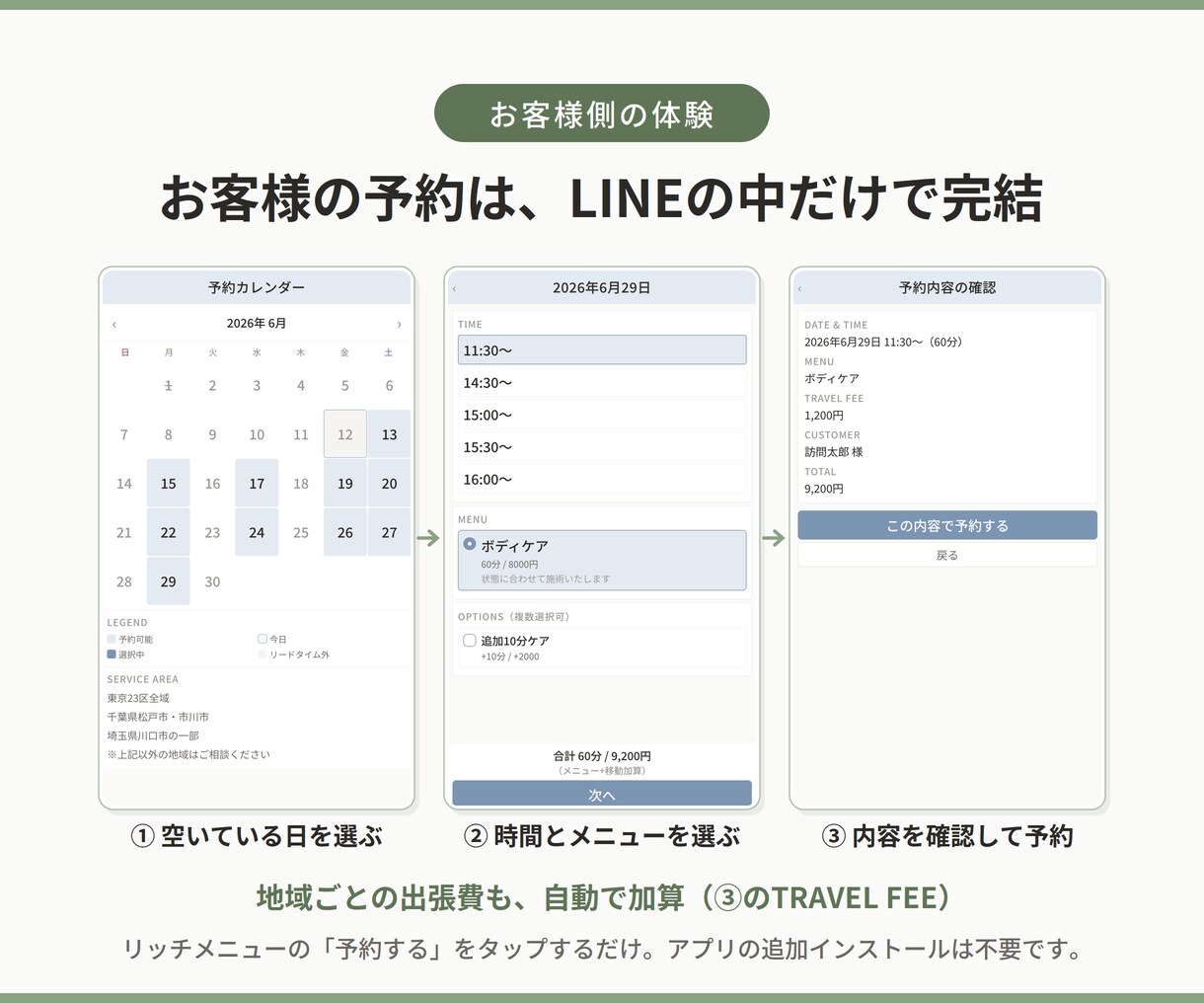 訪問専用！移動時間も計算するLINE予約を作ります 現役理学療法士が作った、移動まで考える訪問専用予約システム イメージ4