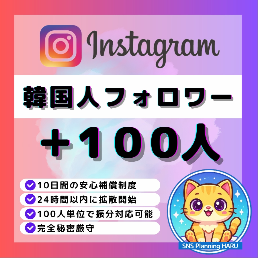 Instagramリアル韓国人100人増やします ✅Instagram顔写真＆投稿多数の高品質！振分対応可！ イメージ1