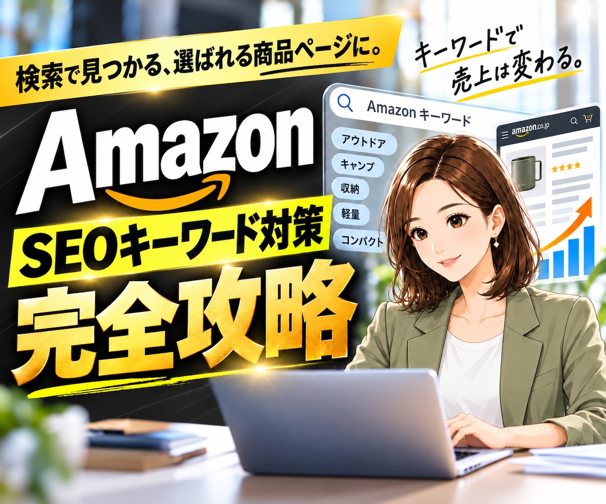 Amazonの説明文章、5つのセクション書きます SEOキーワード調査をして、検索ワードを増やします イメージ1