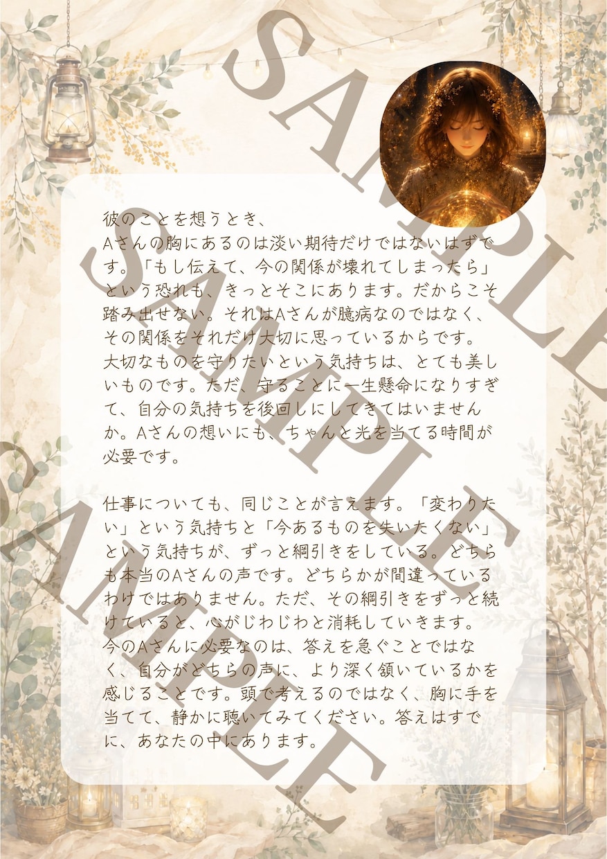 21時に届く灯りの手紙｜言葉にならない迷いを視ます 恋愛・仕事・人間関係の想いを、約7ページのPDFにて届けます イメージ4