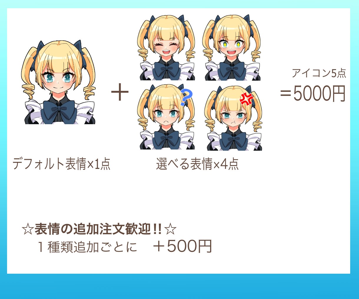 選べる表情20種類！5点セットから描きます ブログやTwitterなどあなたのコンテンツをより華やかに！ イメージ2