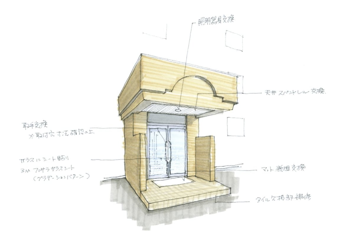 1.手描きのカラースケッチパースを描きます 建築や内装の完成イメージを、より分かりやすく表現します。 イメージ3