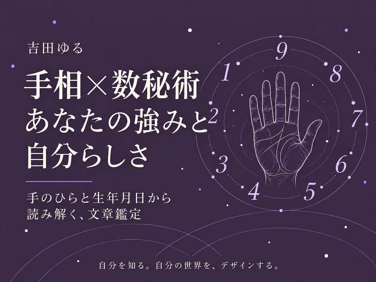 手相と数秘であなたの強みと自分らしさを読み解きます ２つの視点を重ねて、持ち味とこれからの選択を考える文章鑑定 イメージ1