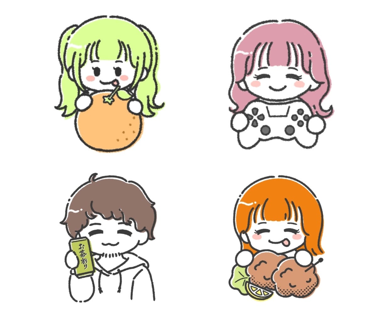 ゆるシンプル似顔絵×食べ物アイコン描きます 好きな色と食べ物でアピール♪覚えてもらいやすいアイコンに！ イメージ7