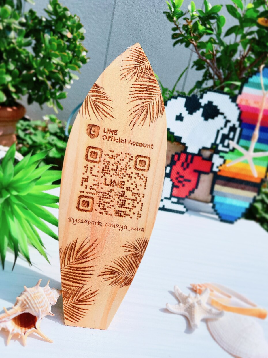 認知度up✨QRコードのサーフボード看板作ります 天然の檜の板に加工します。SNSのフォロワー獲得に！(送料込 イメージ4