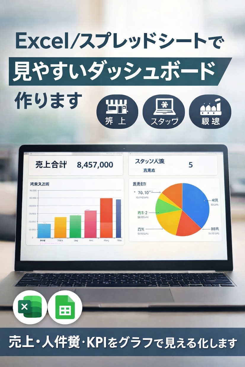 Excelのダッシュボード作成します Excel・スプレッドシートの見やすいダッシュボード作ります イメージ1