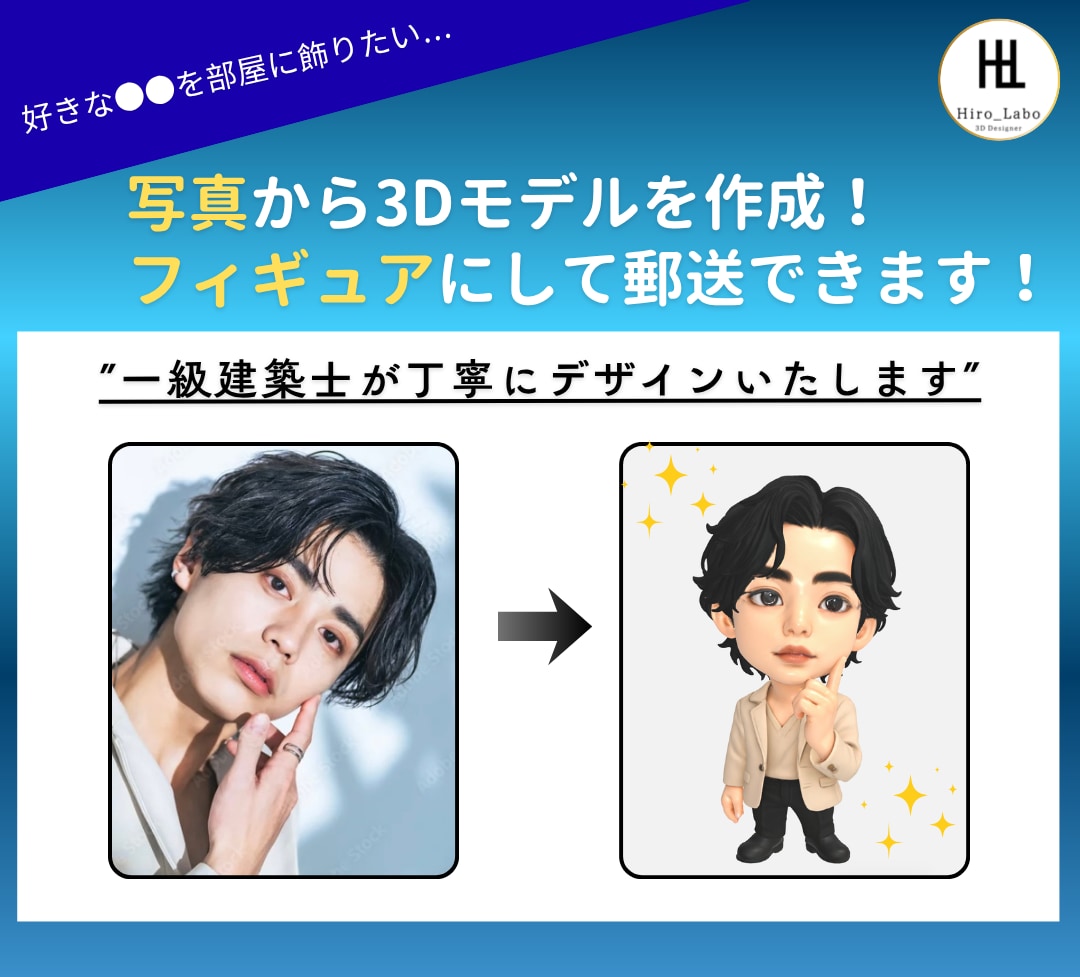 I【一級建築士】 が推しをフィギュア化します ”写真”から３Dモデリングを作成いたします！ イメージ1