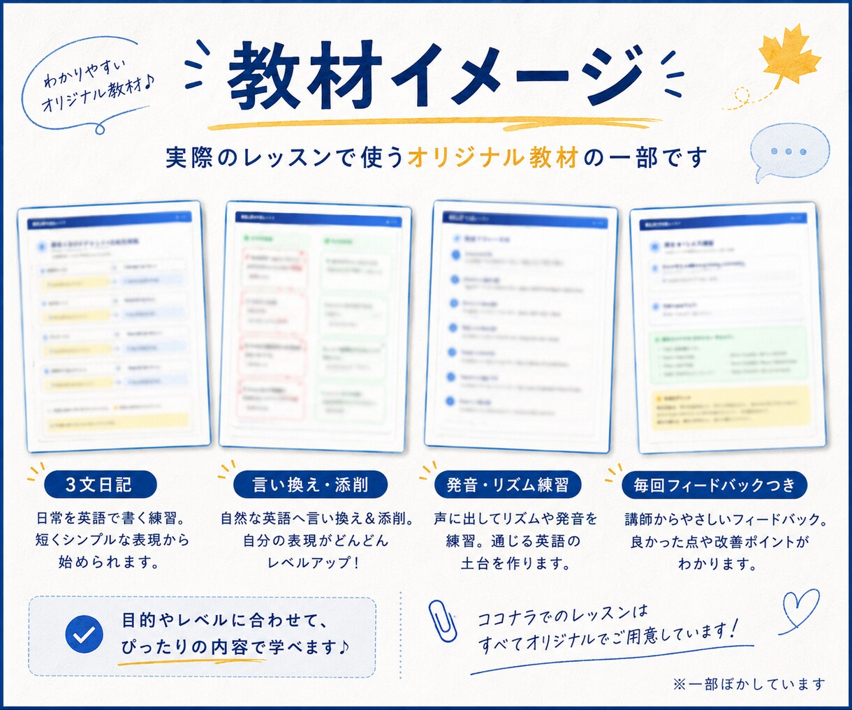文法が苦手な人向けに英語力アップをサポートします 目的に合わせて内容を柔軟にカスタマイズします イメージ4