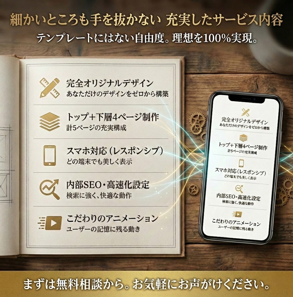 こだわりを形に！完全フルスクラッチのHPを作ります テンプレートにはない自由度を。あなたの理想を実現します イメージ3