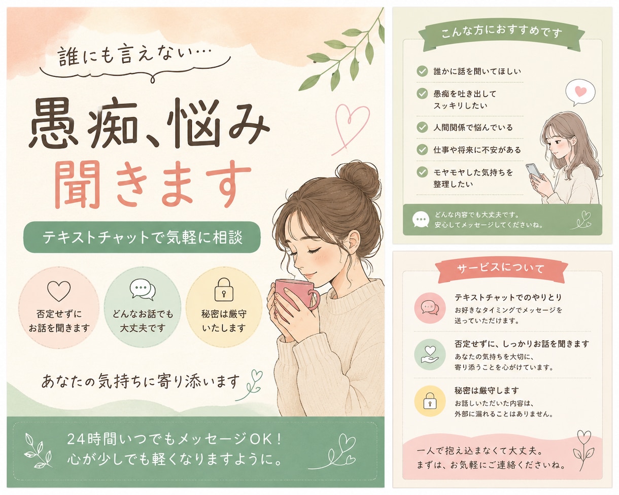 あなたの愚痴や悩みをじっくり聞きます 否定せず寄り添って、どんなお話でもお聞きします イメージ1