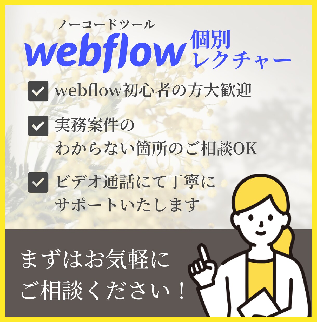 初心者歓迎！webflowの構築方法を教えます ビデオ通話にて使い方＆疑問を丁寧にサポートいたします！ イメージ1