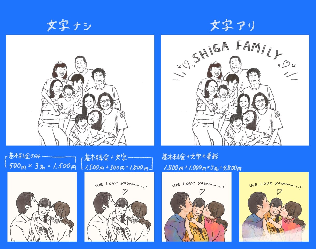 3名以上❃鉛筆風似顔絵を程よくリアルに描きます ♪複数の写真から一枚の絵に♪インテリアや塗り絵にも♪ イメージ6