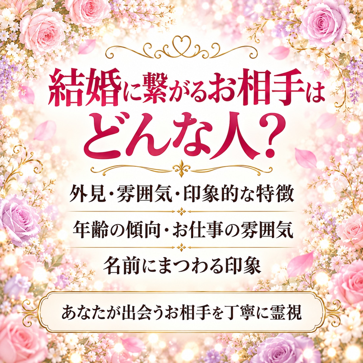 結婚に繋がる運命の相手をじっくり詳しく霊視します 時期、場所、出会い方、お相手の特徴、引き寄せる方法伝えます イメージ6