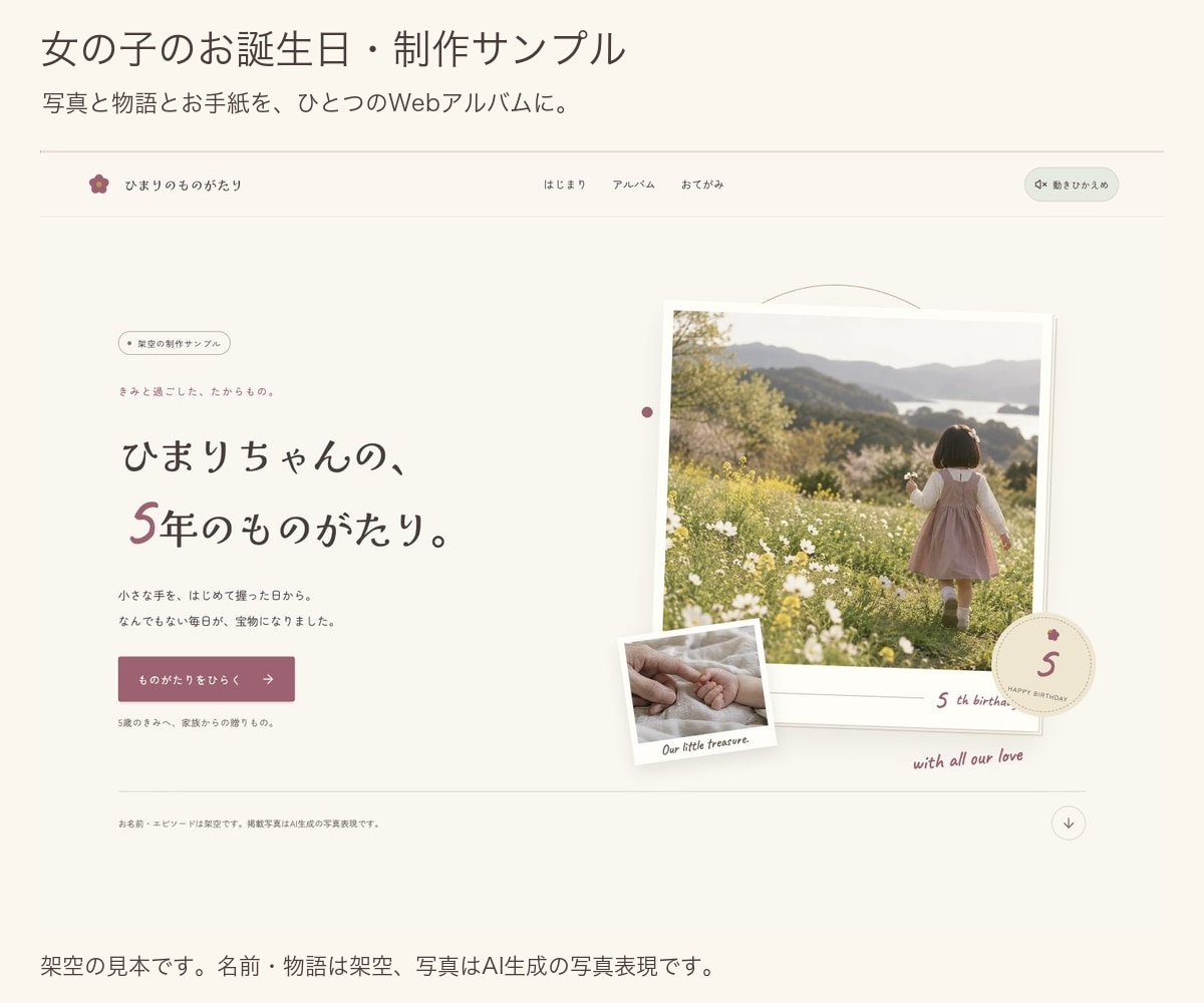 記念日の物語ウェブアルバムを制作します 写真とお手紙で、家族の思い出を贈り物に イメージ2