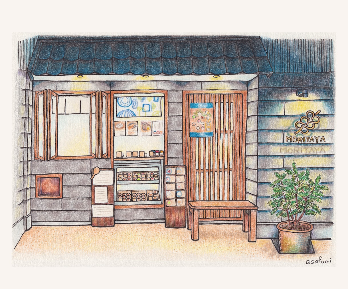 お店の外観お描きます ／色鉛筆で雰囲気のあるイラストにします イメージ1