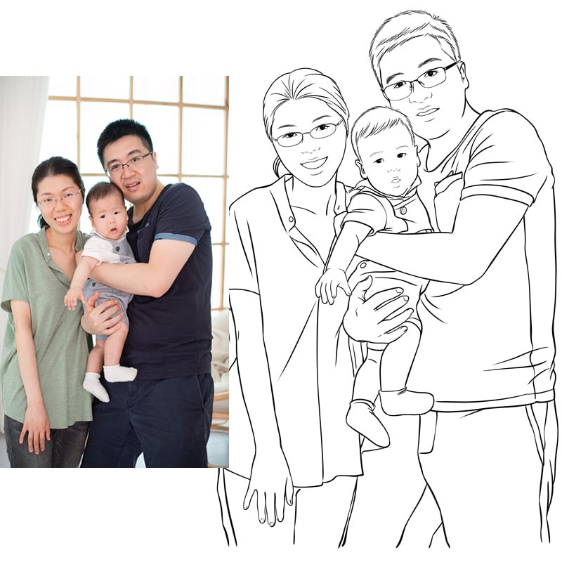 一色の線画似顔絵描ます お写真を元に似顔絵イラストをお描きします！ イメージ7