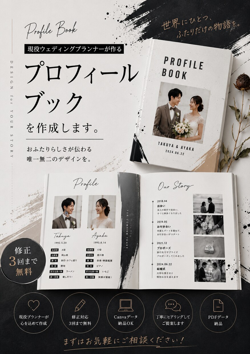 結婚式で使用するプロフィールブックを作成します 完全オリジナル！現役プランナーが作ります！ イメージ3