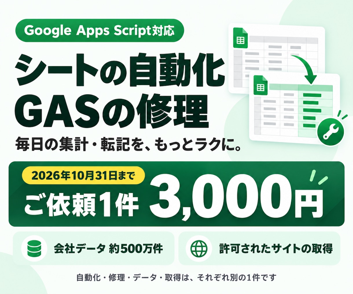 スプレッドシートの自動化とGAS修理を承りますます 専門知識は不要。やりたいことを教えてください! イメージ1
