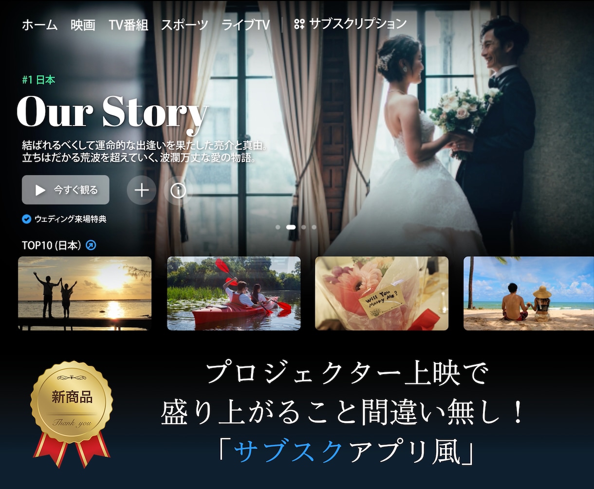 アマプラ風 - 結婚式プロフィールムービー作ります 【全部料金込み】DVD無料/迅速対応/何度でも修正可 イメージ1