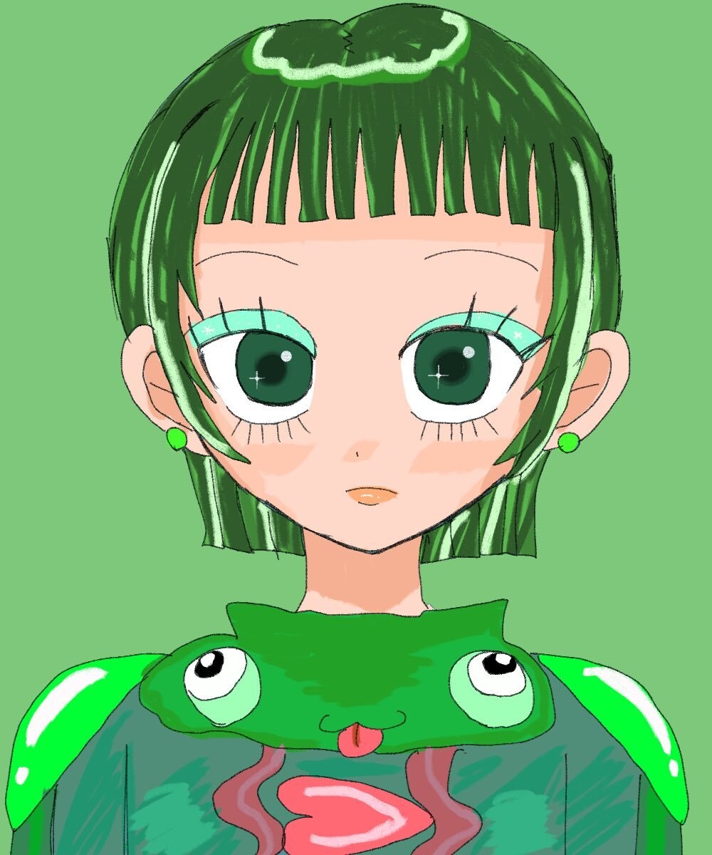 かわいい女の子をシンプルに描きます ゆめかわシンプル絵です。きらきらした女の子を描きます イメージ1