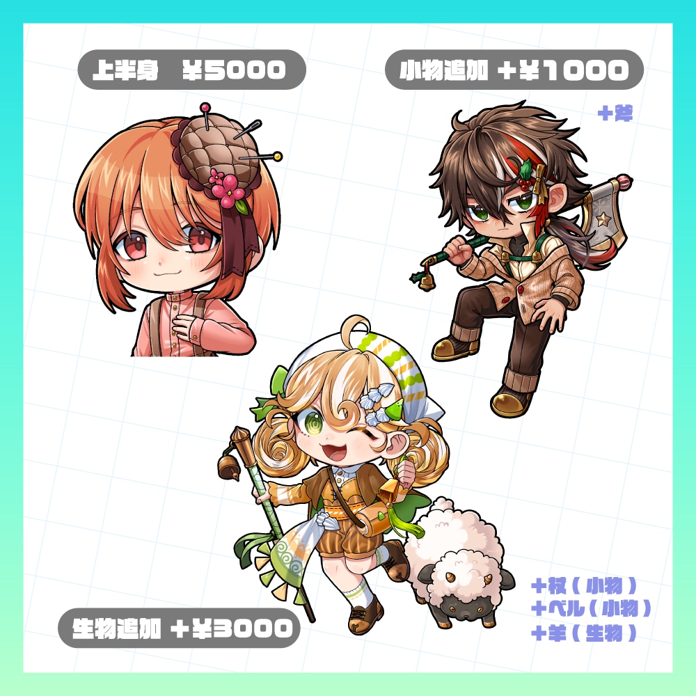 描き込み多めのデフォルメイラスト制作いたします 動画やゲーム、グッズイラストにいかがでしょうか イメージ3