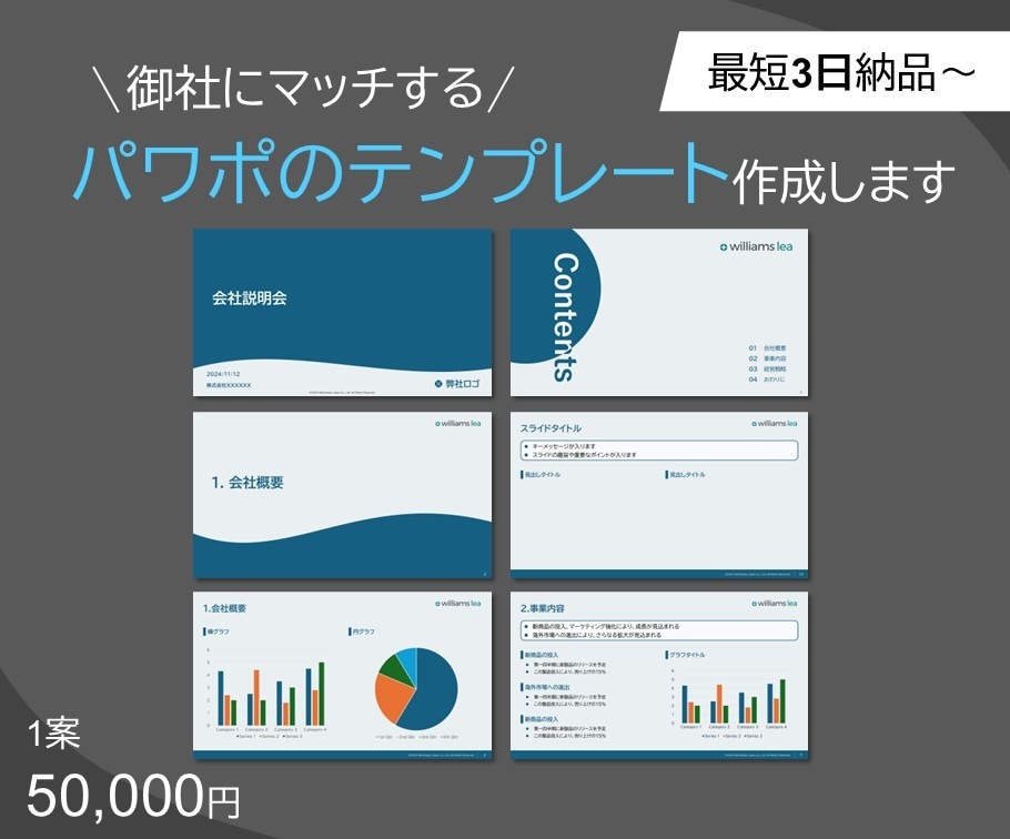 パワポのテンプレート作成致します 御社にマッチしたテンプレートをご提案させていただきます！ イメージ1