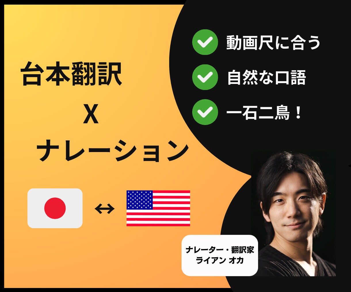 一石二鳥!日英ネイティブ声優が台本も翻訳します 【動画制作者さま向け】動画尺も考えた自然な口語に訳します! イメージ1