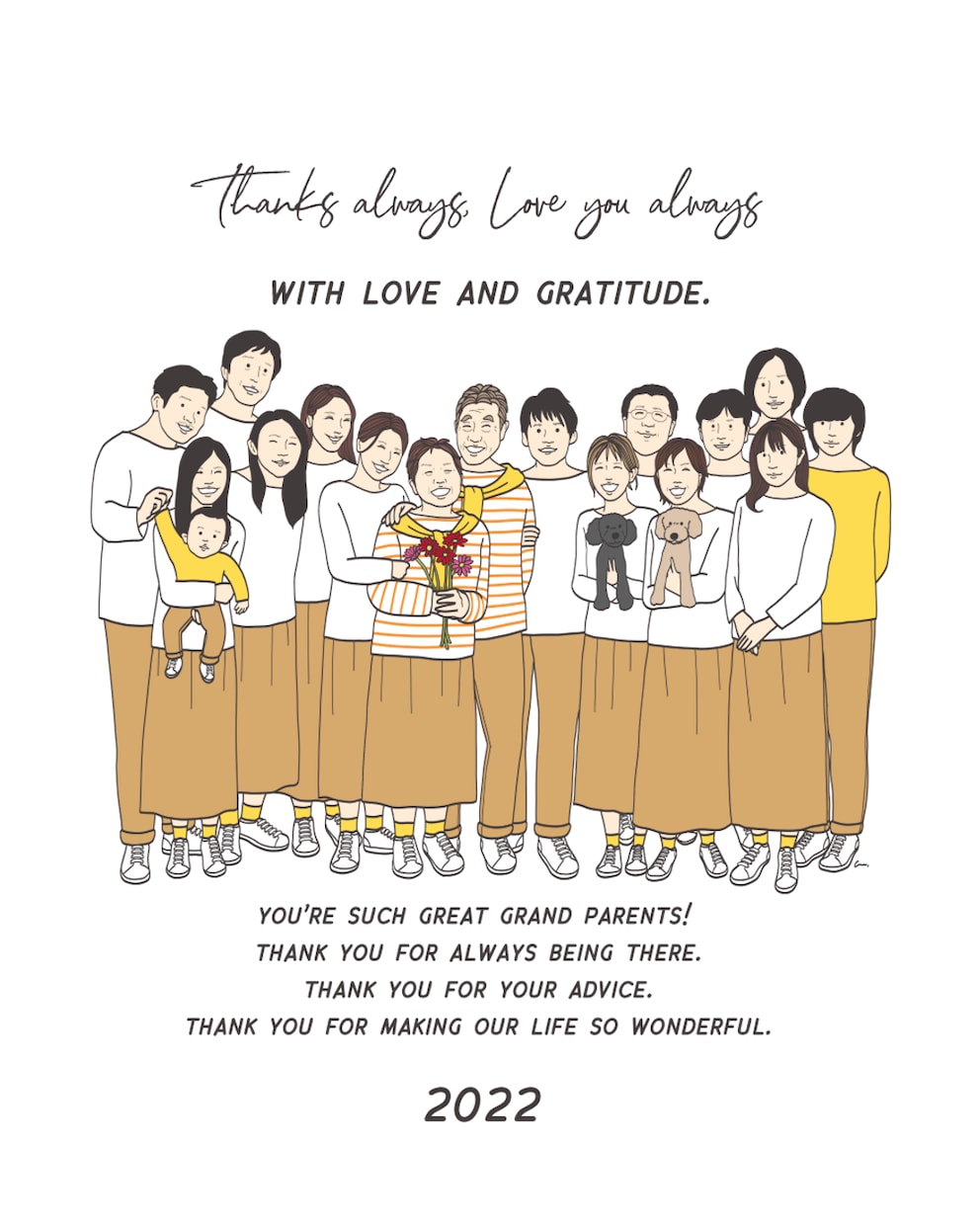 誕生日・還暦祝いに。似顔絵イラスト制作します 古希、傘寿祝い等へのメッセージへの変更も承っております イメージ4