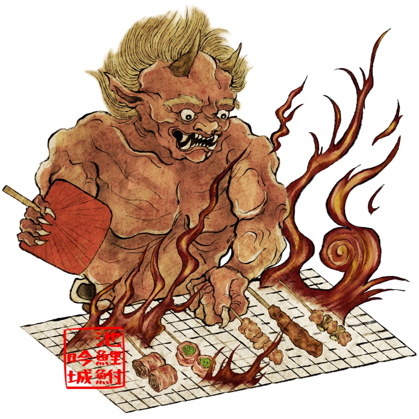 妖怪、龍、鬼、鳳凰、迫力ある和風イラストを描きます 日本画 御朱印 ラベル 浮世絵 鬼 グッズ 看板　ジャケット イメージ7