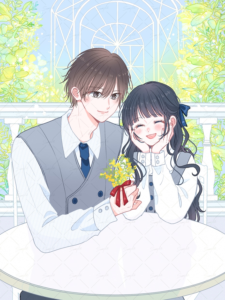 カップルイラストもOK！パステルカラーで描きます シンプルな塗りの優しい雰囲気のイラストはいかがでしょうか？ イメージ1