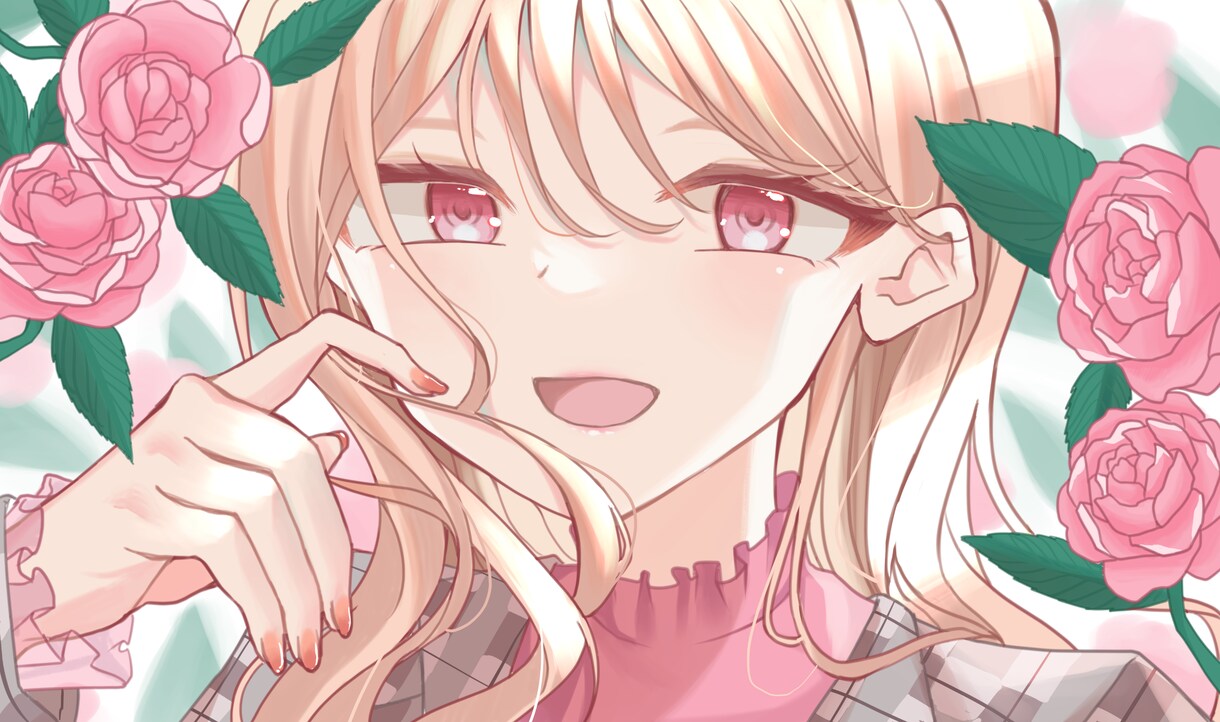 かわいくてふんわりした女の子お描きします かわいいお花も一緒に描きます！ イメージ1