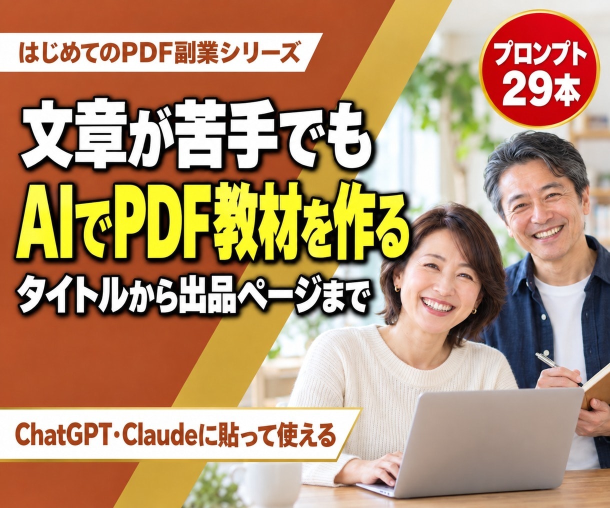 文章が苦手でもAIでPDF教材を作る方法を教えます プロンプト29本入り｜タイトルから出品ページまで イメージ1